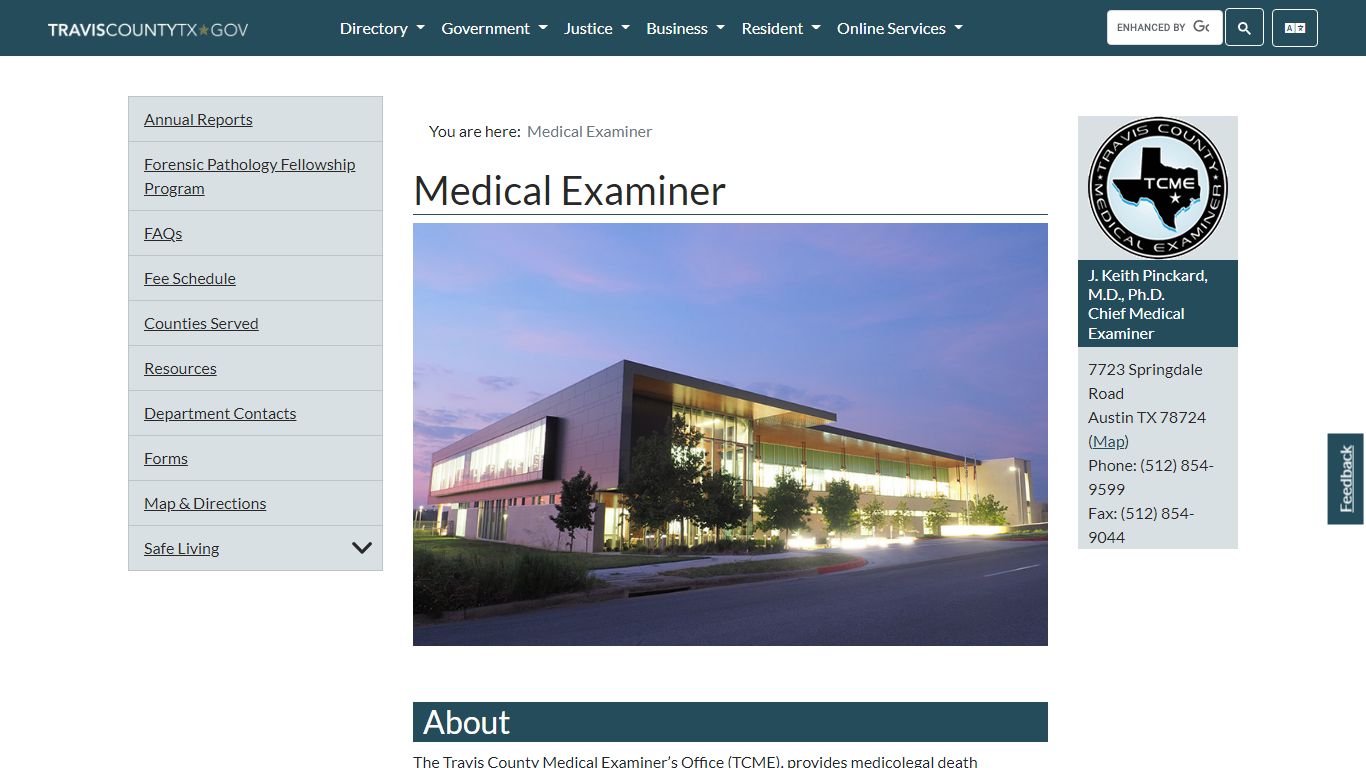 Medical Examiner - Travis County, Texas